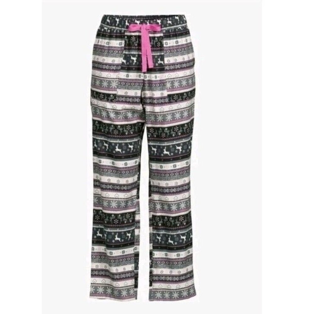 Joyspun Women's Flannel Sleep Pajama Pants  Size 2X 18/20 Pink Gray Fair Isle